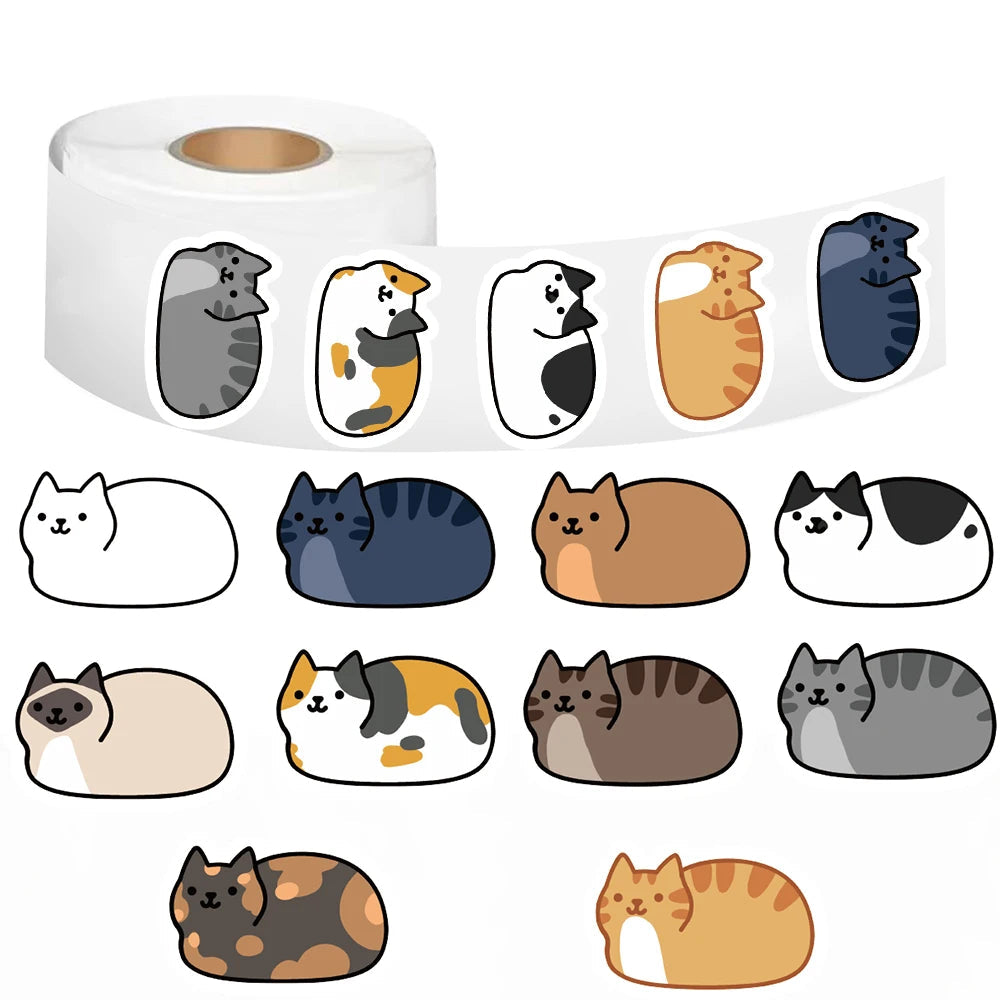 500PCS Kawaii Cartoon Cat Tuo Tuo Roll Stickers Skateboard Laptop Luggage Skateboard Phone Gift Waterproof Phone Cute Sticker ﻿ Quick Pick Grocers