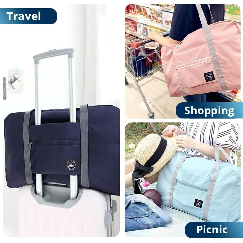 2 Pack Foldable Travel Duffel Bag for Airlines Carry on Bag Weekender Overnight Hospital Tote Bag Gym Duffel Bag Women Men Quick Pick Grocers