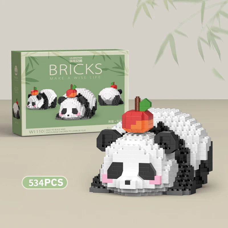 Creative DIY Assemable Animal Cute MINI Chinese Style Animal Panda Building Block Educational Boy Toys For Children Model Bricks Purest Peak Salt