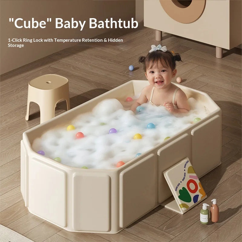 Large Baby Bathtub 0-5 Year Old Children Foldable Tub Babies Sit Lie Down All-in-One Newborn Bathing Basin Keep Warm Baby Tubs Purest Peak