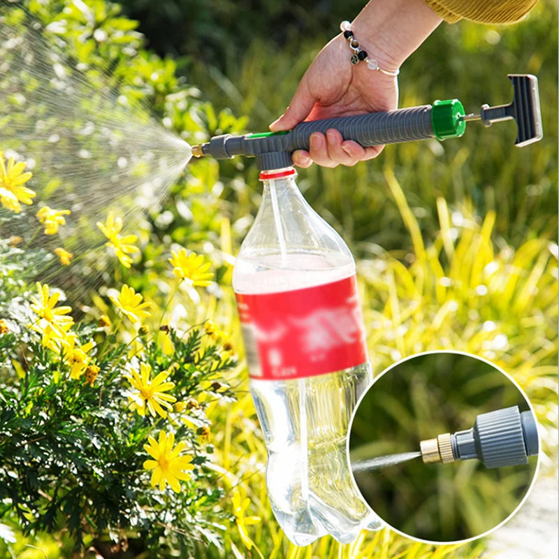 High Pressure Air Pump Manual Sprayer Adjustable Drink Bottle Spray Head Nozzle Garden Watering Tool Sprayer Agriculture Tools Quick Pick Grocers