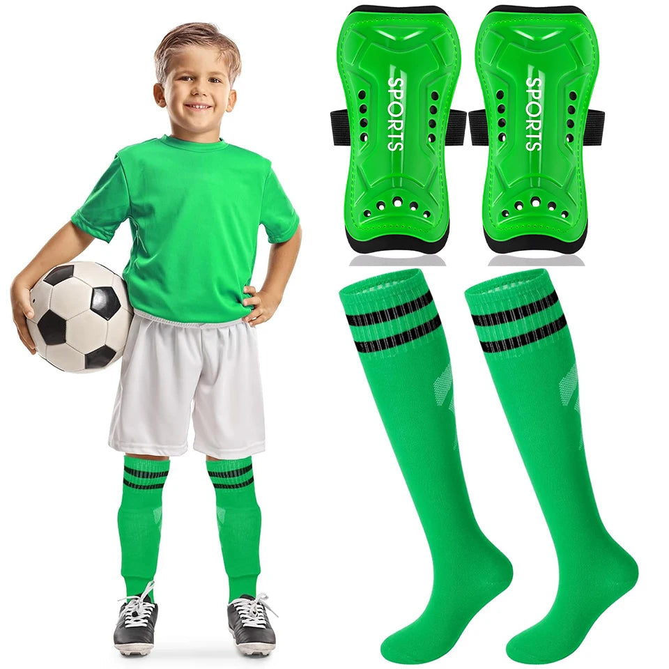 Loogdeel 2 Pair Soccer Shin Guards and Socks for Toddler Kids Youth, Lightweight Soccer Shin Pads Protective Defender Gear Quick Pick Grocers