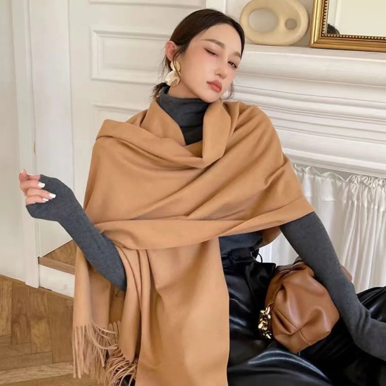 New Black Scarf Cashmere Woman Wool Ladies Scarf Warm Checkered Scarf Women's Winter Scarves Autumn XWJ07 Quick Pick Grocers