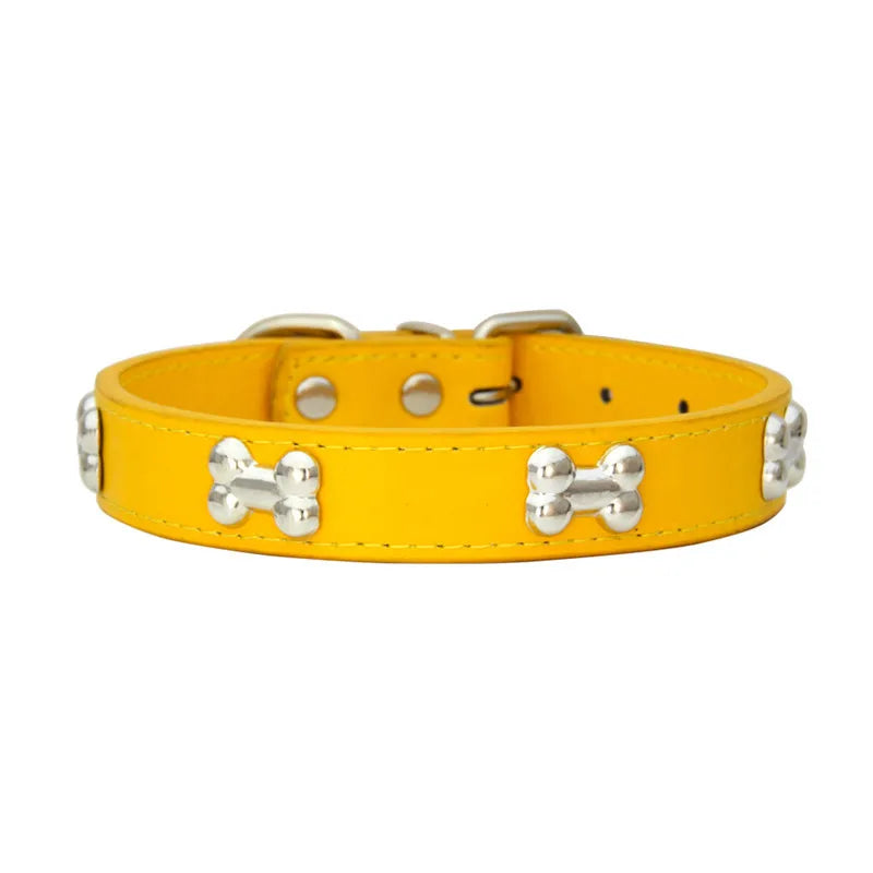 Bone Leather Durable Pet Dog Collars Puppy Pug Collars for Small Large Dog Chihuahua Cat Accessories Pet Collar for Small Dogs Quick Pick Grocers