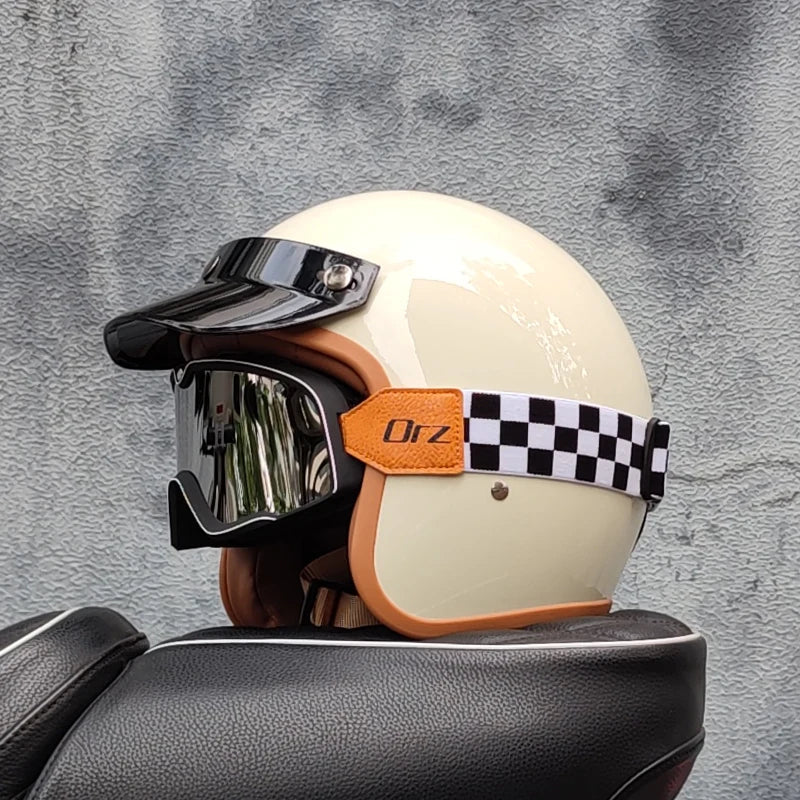 Retro semi-open motorcycle helmet cross-country motorcycle accessories motorcycle helmet 3/4 retro helmet in winter Quick Pick Grocers