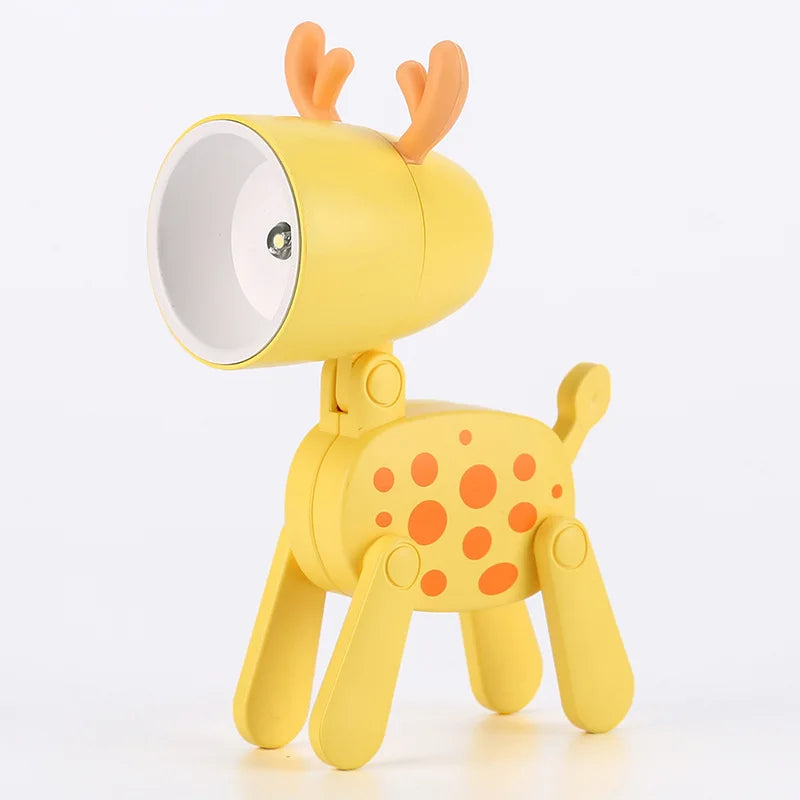 LED Night Light Mini Folding Desk Lamp Cute Pet Lights Dog Deer Portable Night Light Student Living Room Decor Gift Quick Pick Grocers