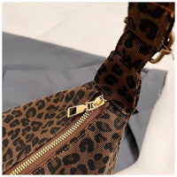 Trendy Casual Soft Textile Women's Shoulder Bag Large Capacity Leopard Print Female Retro Crossbody Bag For Commute Outings Quick Pick Grocers