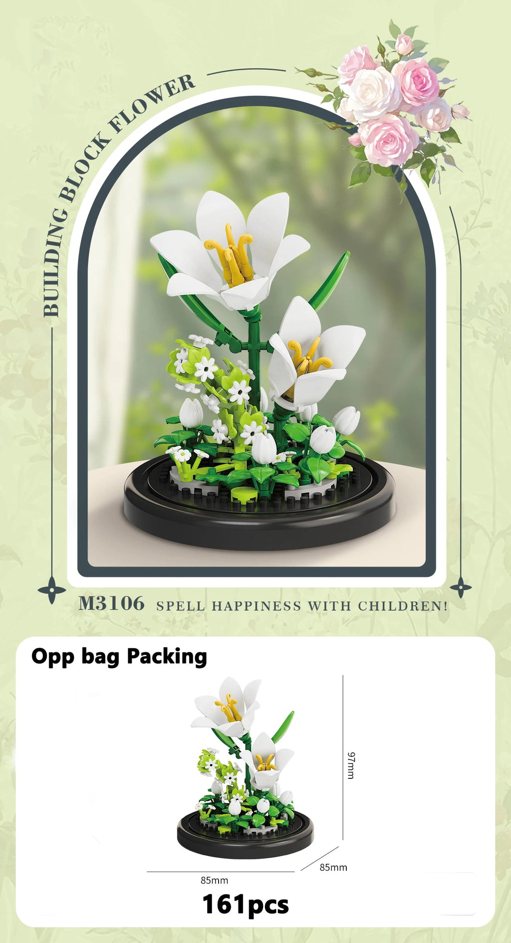 Eternal Flower Bouquet Bonsai Potted Plant Micro Building Blocks Model Home Decoration Puzzle Toys Kids Birthday Christmas Gifts Purest Peak Salt