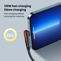 120W USB To Type-C Cable 90 Degree Elbow Mobile Phone Fast Charging For Huawei Mate 40 30 Xiaomi Samsung Phone Charging Cord Quick Pick Grocers