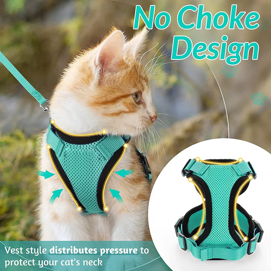 Cat Harness and Leash for Walking, Escape Proof Soft Adjustable Vest Harnesses for Cats, EasyControl Econic Blanks