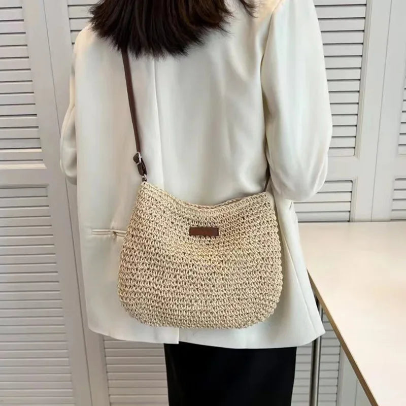 Elegant Light Paper Rope Bag - Bohemian Handmade Style, Hot-Selling Beach/Casual Bag (Crossbody & Shoulder Tote) Quick Pick Grocers