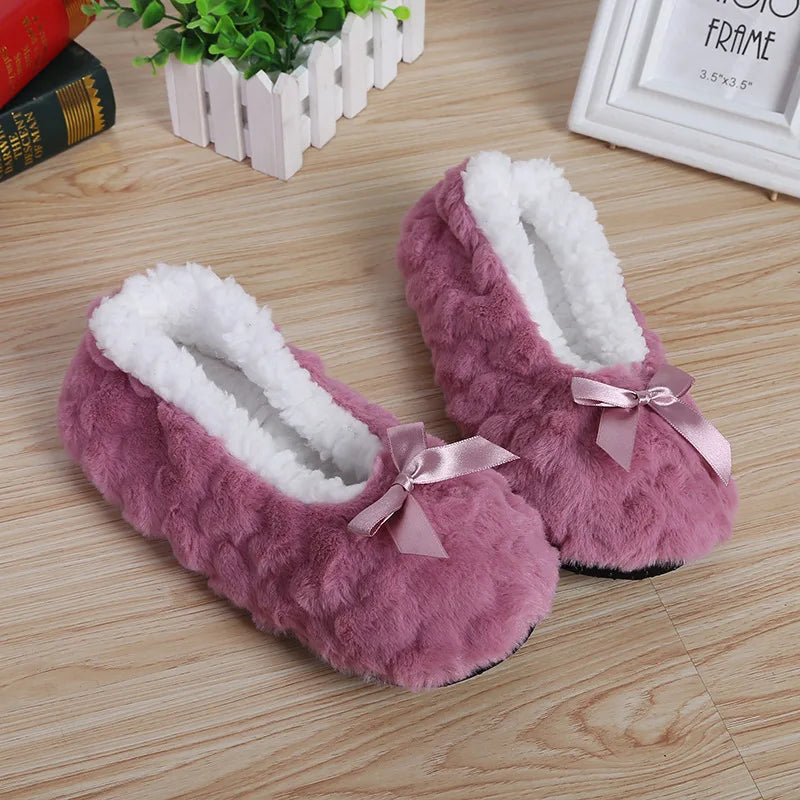 Winter Warm Slipper Womens Home Plush Soft Fluffy Cute Funny Indoor House Female Non Slip Ladies Floor Shoes Heart Love Grip Purest Peak