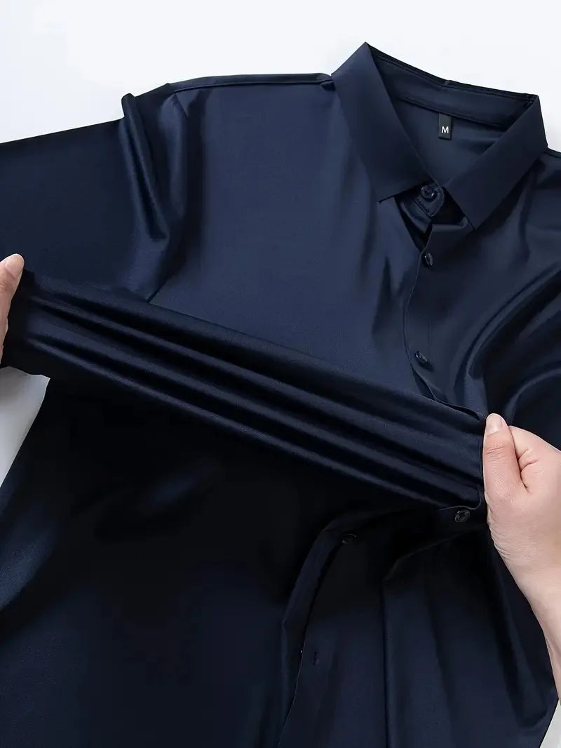 Premium Men's Ultra Stretch Dress Shirts Long Sleeve High Quality Business Formal Wrinkle-free Soft White Social Male Clothing Quick Pick Grocers