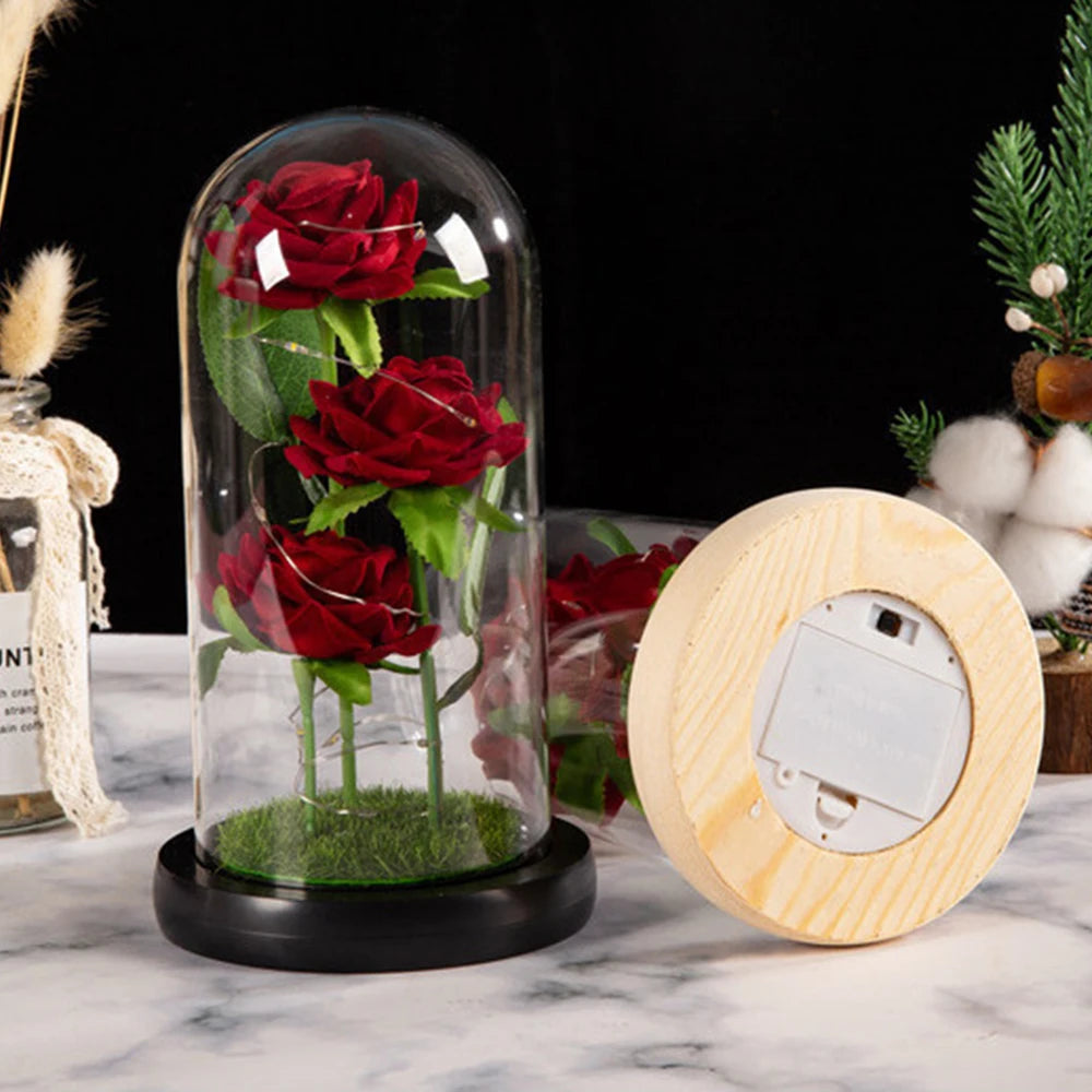 LED Galaxy Three Rose Artificial Flowers, Wedding Decoration, Creative Valentine'S Day and Mother'S Day Gift without Battery 1Pc Quick Pick Grocers