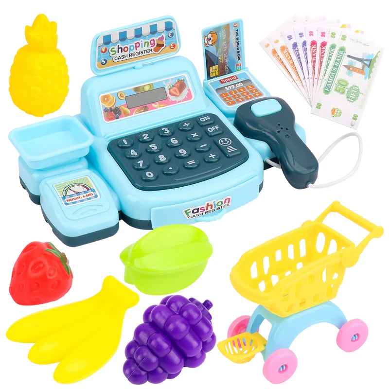 Simulation Shopping Cash House Toys Electronic Game Lighting And Sound Effects Supermarket Cashier Toys Econic Blanks