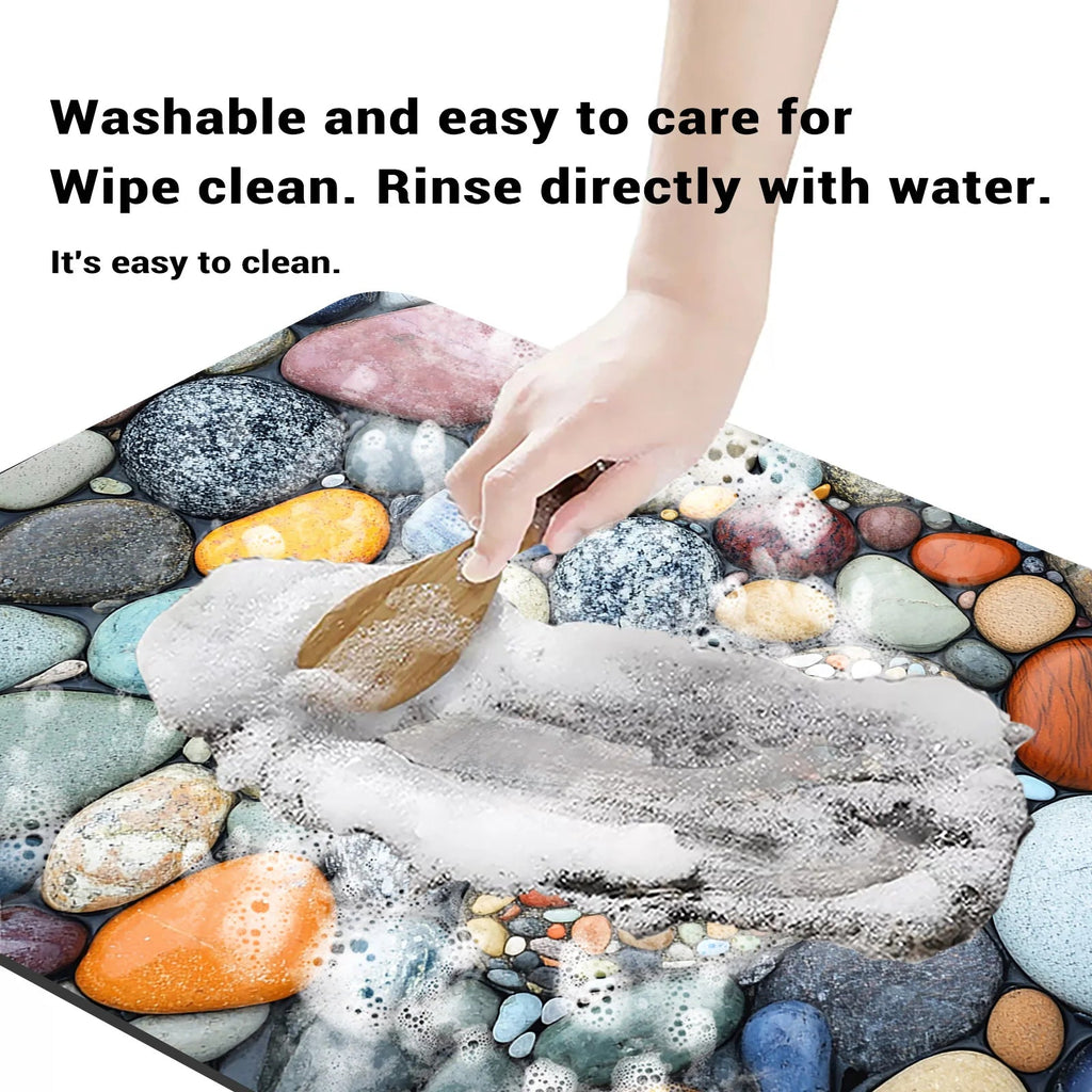 Stone Design Diatomite Bath Mat Bathroom Non-slip Shower Foot Mats Absorbent Quick Dry Toilet Rugs Carpet Doormat Washable Quick Pick Grocers
