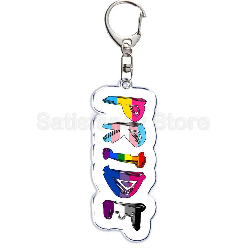 Gay Pride LGBT Rainbow Acrylic Keychain LGBTQ Transparent Double Sided Key Chain Key Ring Lesbian Keychains for Friends Gift Quick Pick Grocers
