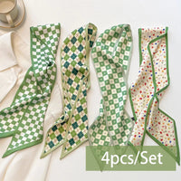 2-6pcs/set Series Silk Satin Scarf Women Cloth Hair Bands Headdress Accessories Lady Scarves Ribbon Neck Ties for Bag Handle Quick Pick Grocers