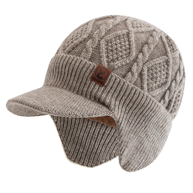 New Unisex Winter Hat Plush Fur Lined Warm Earflap Cap Stylish Soft Beanie Hat  Outdoor Thick Ski Sports Knitted Hat Purest Peak