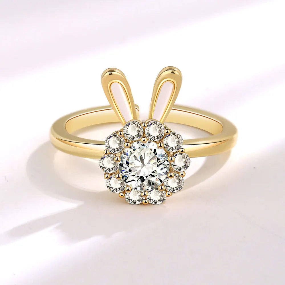 VENTFILLE 925 Sterling Silver Sunflower Diamond Zircon Rotatable Ring For Women Gift Relieve Stress Ring Jewelry Wholesale Quick Pick Grocers