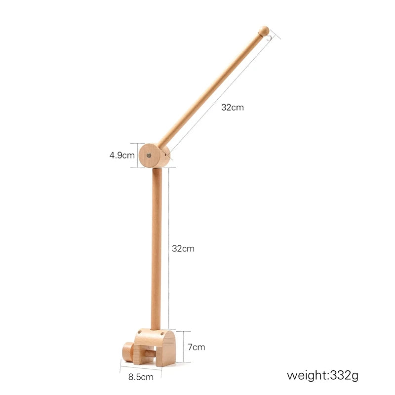 Baby Rattle Toy Bed Bell Bracket Wooden Mobile 0-12 Months Newborn Crochet Bed Bell Hanging Toys Holder Bracket Infant Crib Gift Purest Peak