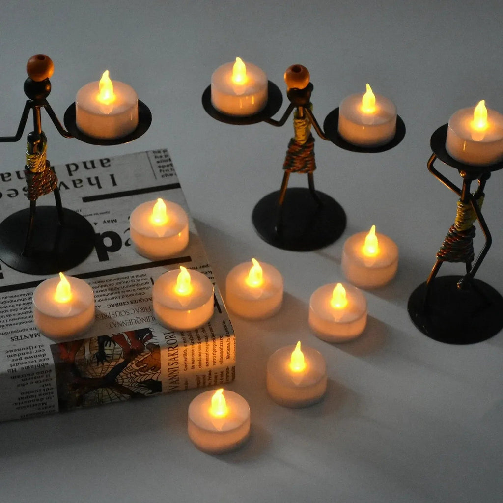 Candlium 12 Pack Warm Yellow LED Flameless Tea Light Candles 200+ Hours Battery Powered Perfect For Wedding Anniversary Decor Purest Peak Salt