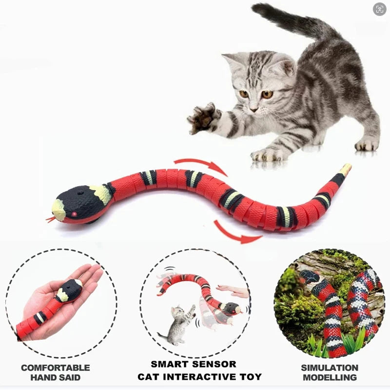 Automatic Cat Toys Interactive Smart Sensing Snake TeaseToys for Cats USB Charging Cat Accessories for Pet Cats  Game Play To Econic Blanks