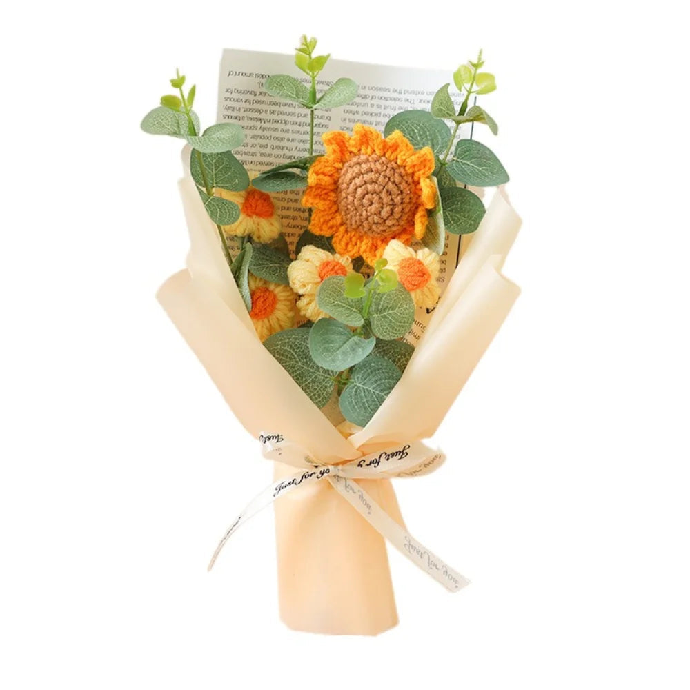 Artificial Flower Crochet Bouquet Handmade Anniversary Sunflower Daisy Bouquet Mothers Day Birthday Gift Eternal Flower Quick Pick Grocers