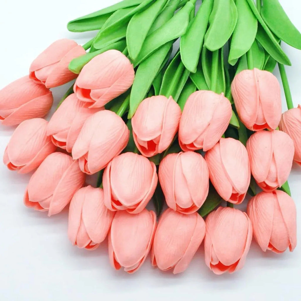 10Pcs Artificial Flower Realistic Touch Tulip Scrapbooking Vase Home Decor Wedding Garden Arch Garland  Mother's Day Bouquet diy Quick Pick Grocers