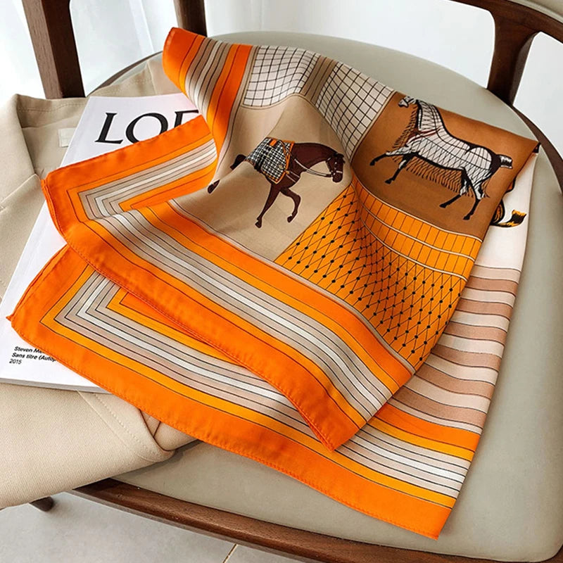 70*70cm Silk Square Scarf Women Handkerchief Printed Female Shawl Head Bandana Small Neck Muffler Silk Satin Hair Hijab Scarf Quick Pick Grocers