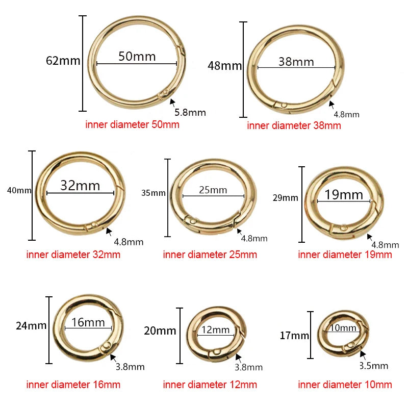 Metal spring gate O Ring Openable Keyring Leather Craft Bag belt strap buckle trigger snap clasp clip connector DIY accessory Quick Pick Grocers