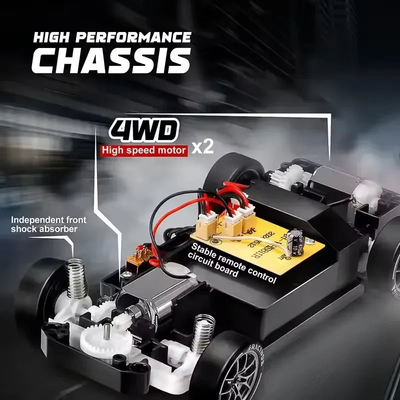 New 4WD Remote Control Drift Car Full Size 1:24 Mini Remote Control Racing Car Model 2.4G Radio High Speed RC Car Boy Toy Gift Econic Blanks