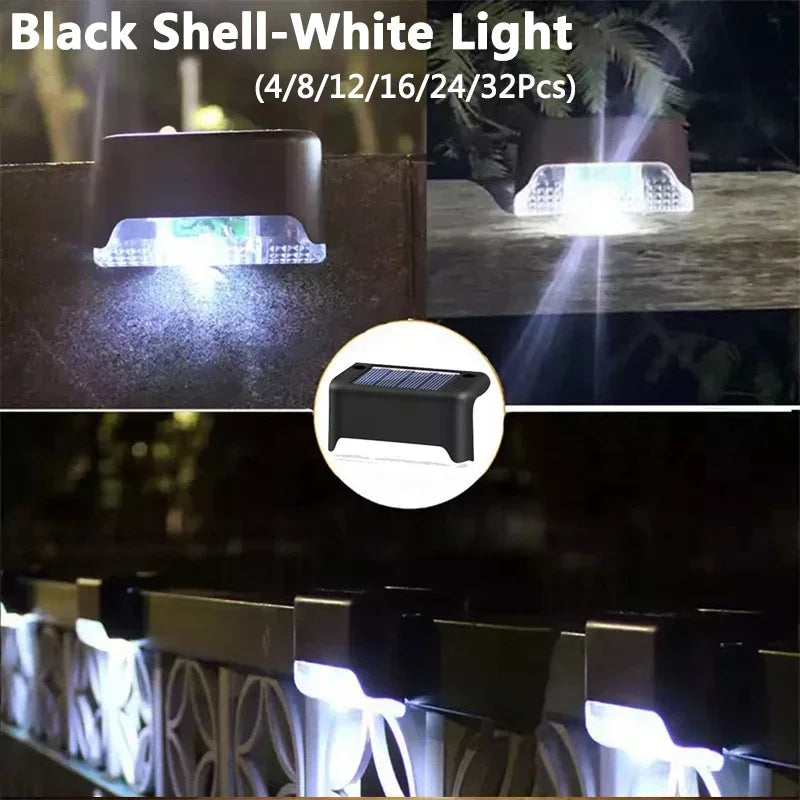 32/24/16/12/8/4Pcs Solar Deck Lights Outdoor Waterproof LED Fence Lights Garden Step Lamp for Patio Stairs Railing Pathway Step Quick Pick Grocers