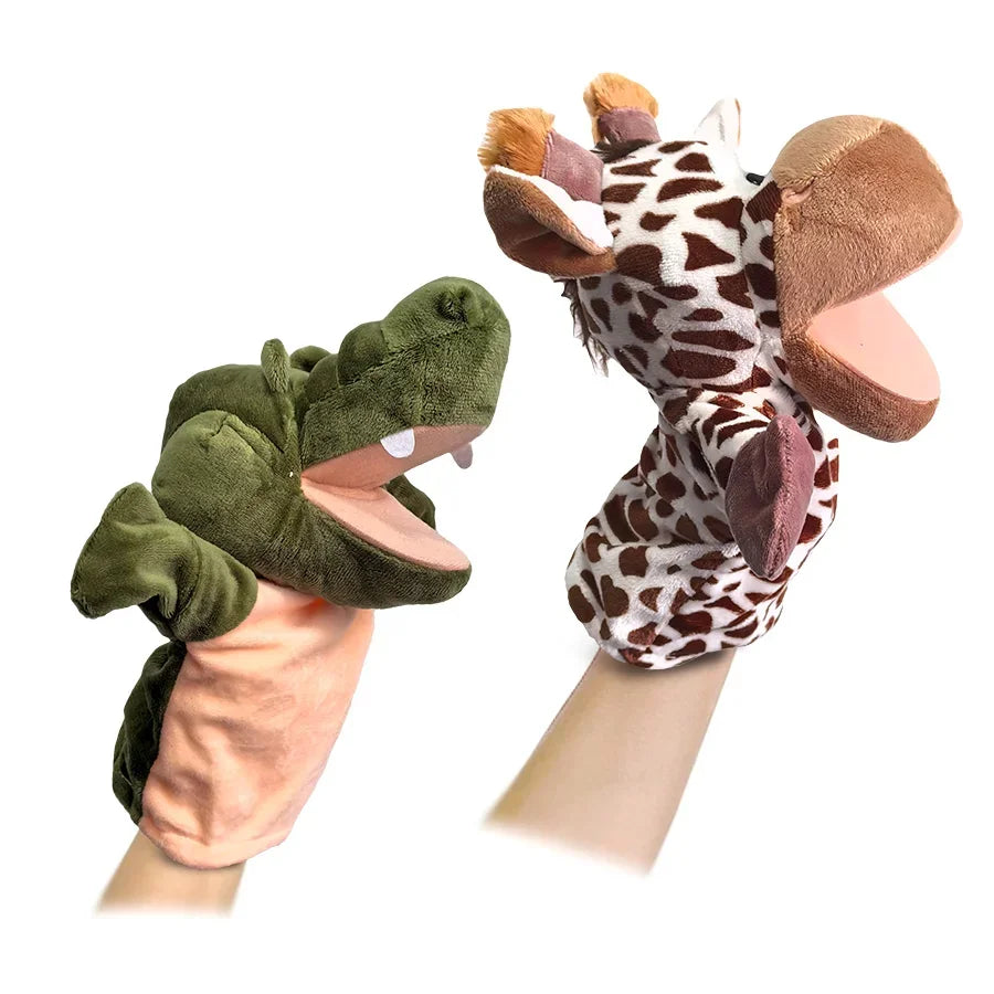 Stuffed Plush Animals Toys Hand Finger Story Puppet Kawaii Dolls Educational Baby Toys Lion Elephant Bunny Monkey Children GIft Purest Peak