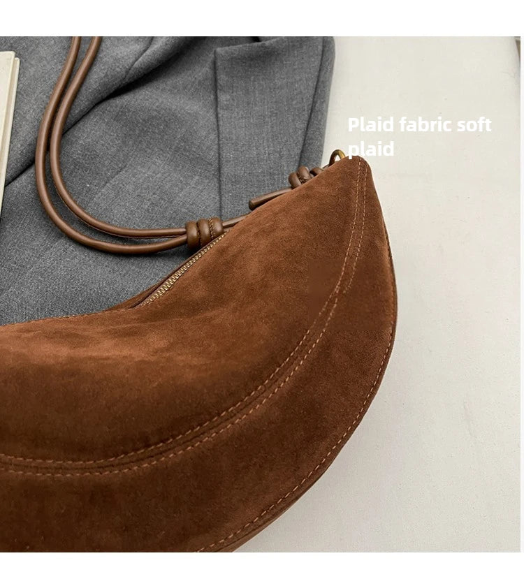 Faux Suede Super Popular Niche Suede Shoulder Bag for Women 2025 Hot Sale Single Crossbody Bags Underarm Dumpling Sweet Bags Quick Pick Grocers