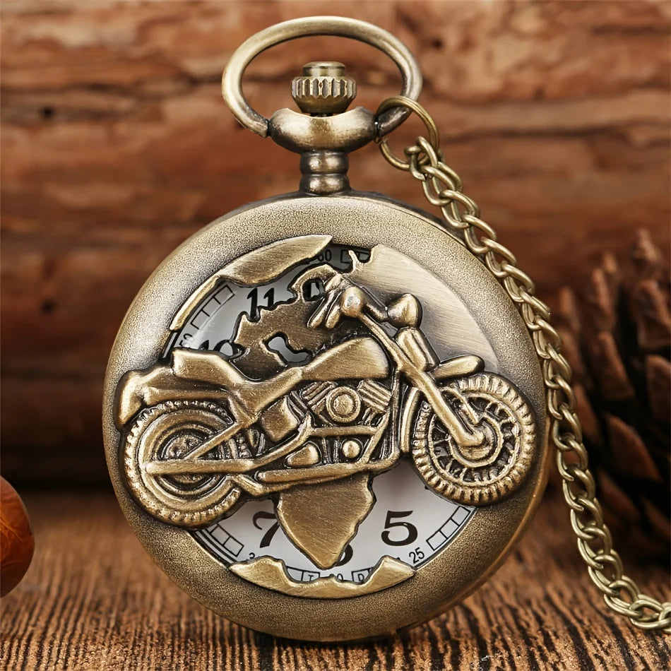 Vintage Bronze Train Locomotive Steampunk Quartz Pocket Watch Necklace Pendant with Chain Best Gift for Men Women reloj bolsillo Quick Pick Grocers