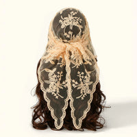 Elegant Lace Scarf Hollow Out Embroidery Foulard Bandana Solid Color Triangular Scarf Thin Vintage HandkerChiefs for Hair Woman Quick Pick Grocers