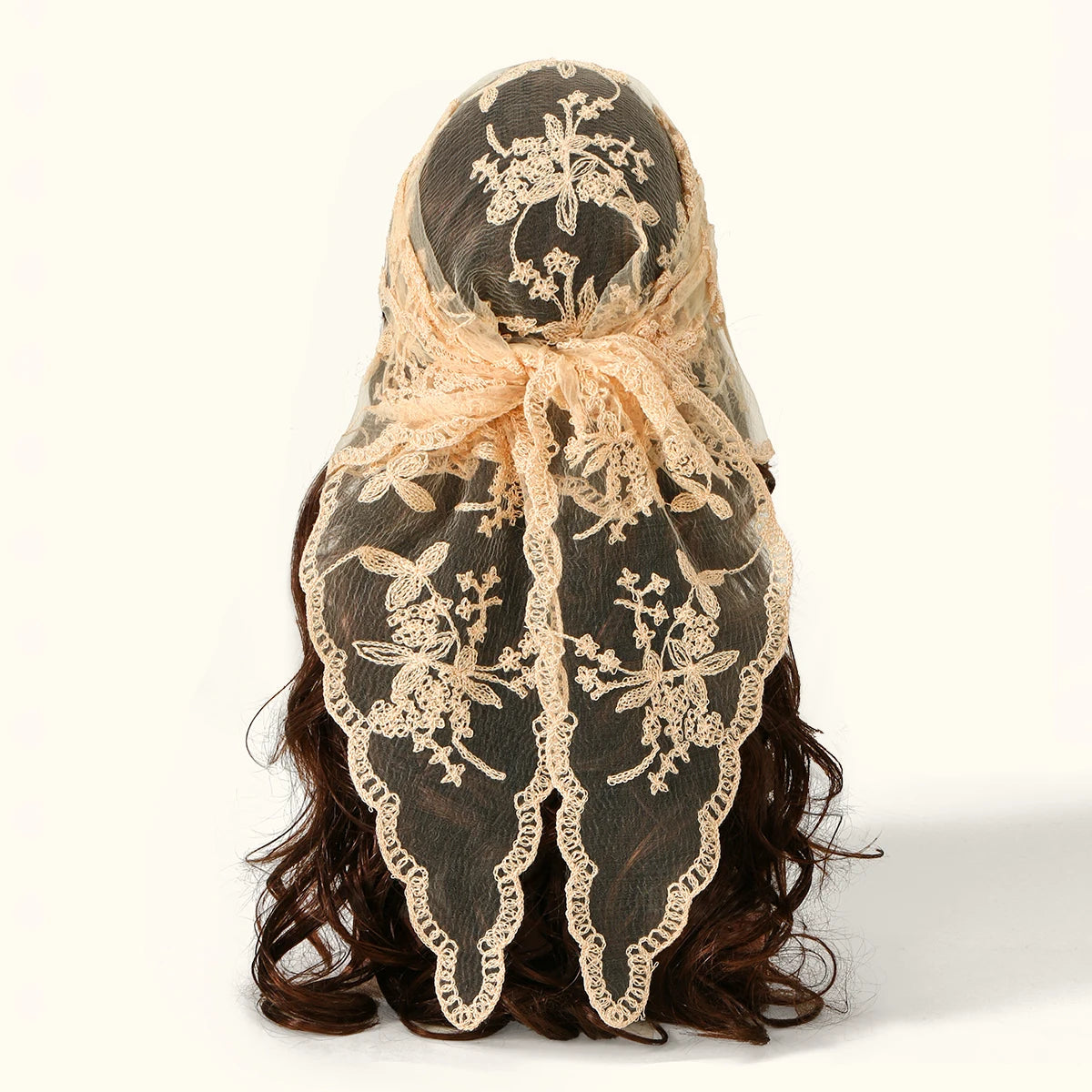 Elegant Lace Scarf Hollow Out Embroidery Foulard Bandana Solid Color Triangular Scarf Thin Vintage HandkerChiefs for Hair Woman Quick Pick Grocers