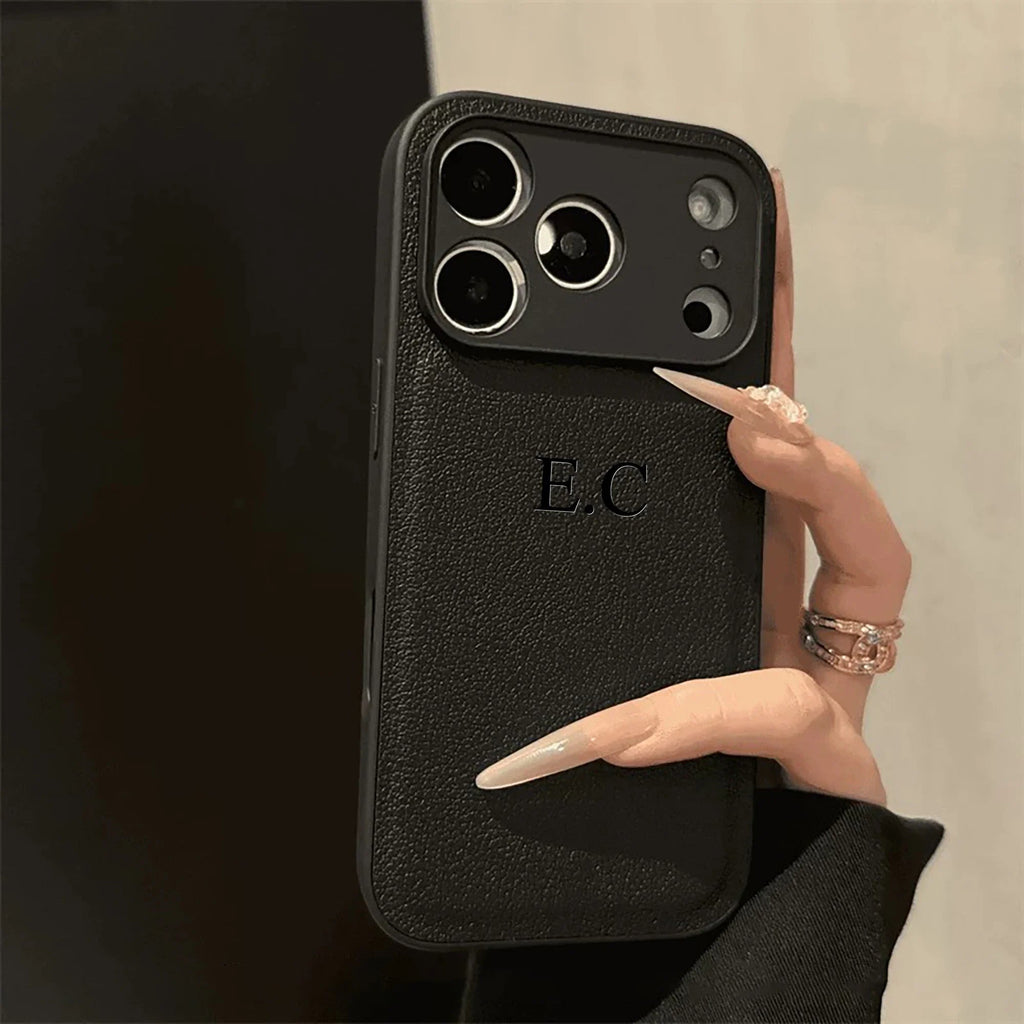 Custom Name Phone Case For iPhone 17 16 15 14 13 Pro Max Plus Air 3D Hot Stamping Faux Leather Cover Couple Gift Quick Pick Grocers