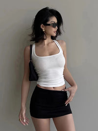 Women's Sculpted Square Neck Tank Top Summer Slim Fit Workout Athletic Crop Tops for Women Quick Pick Grocers