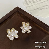 Pure White Women's Dangle Earrings Blooming Flower Acrylic Enamel Butterfly Imitation Pearl Heart Hanging Earrings Elegant brinc Econic Blanks