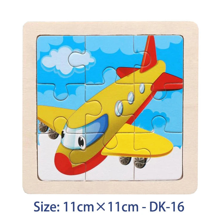 11cm/4.33in Kids Wooden Jigsaw Puzzle Games Cartoon Animal Vehicle Pattern Children Montessori Educational Toys Econic Blanks