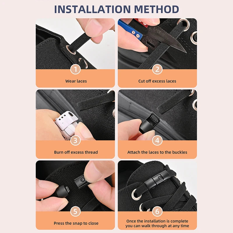 8mm No Tie Shoe Laces Press Lock Shoelaces Without Ties Elastic Laces Sneaker Kids Adult Widened Flat Shoelace for Shoes Quick Pick Grocers