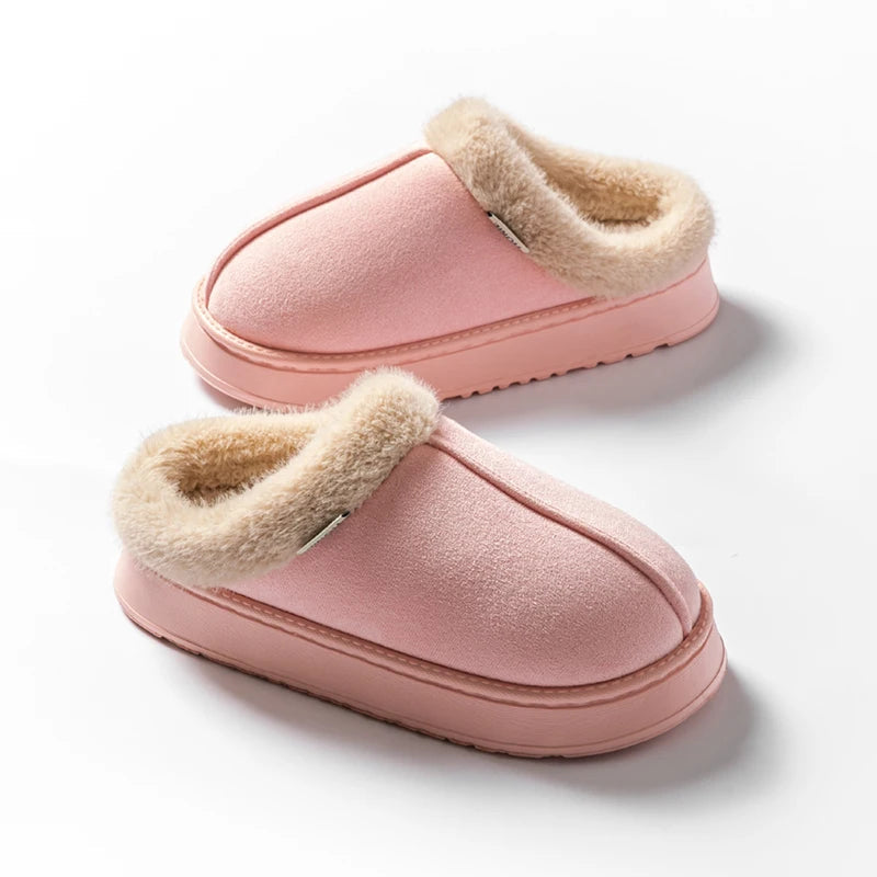 Fashion Women Fluffy Slippers for Autumn and Winter Indoor EVA Thick Sole Anti-Slip and Warm Unisex Slippers for Winter Purest Peak