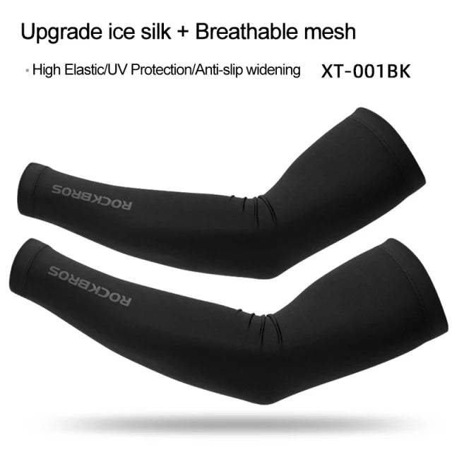 ROCKBROS  Arm Sleeve Breathable Quick Dry UV Protection Cycling Sport Sleeve Ice Fabric Sunscreen Sports Wear Fitness Arm Sleeve Quick Pick Grocers