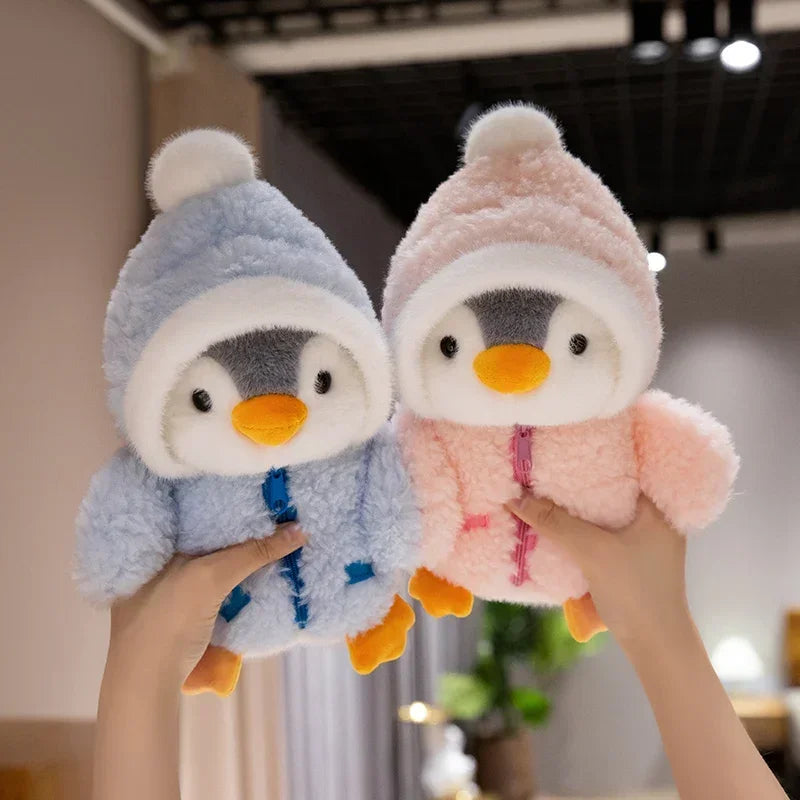 New Cute Penguin Plush Toy Baby Comforting Sleep Doll Fluffy Penguin Wearing Clothes Hats Stuffed Animal Pillow Birthday Gifts Purest Peak