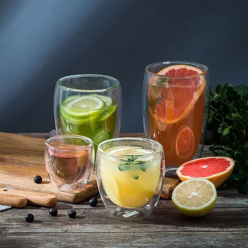2-18PCS Double Wall High Borosilicate Glass Mug Heat Resistant Tea Milk Juice Coffee Water Cup Bar Drinkware Gift Creativity Set Quick Pick Grocers