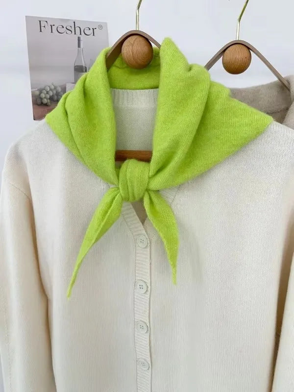 New Women Wool Scarf Shawl Winter Warm Soft Knitted Striped Triangle Fashion Brand Bandana Lady Wool Scarves Quick Pick Grocers