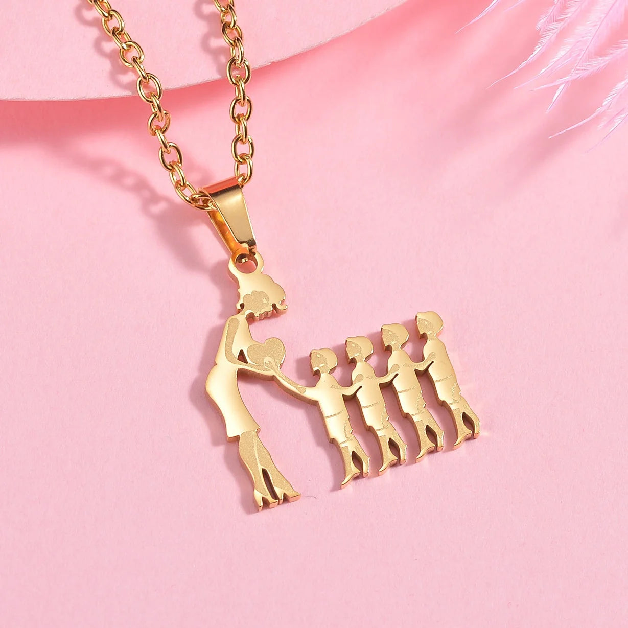Girls Boy Children Stainless Steel Family Necklaces Mama Pendants Necklace Birthday Gifts For Women Jewelry Mother's Day Jewelry Quick Pick Grocers