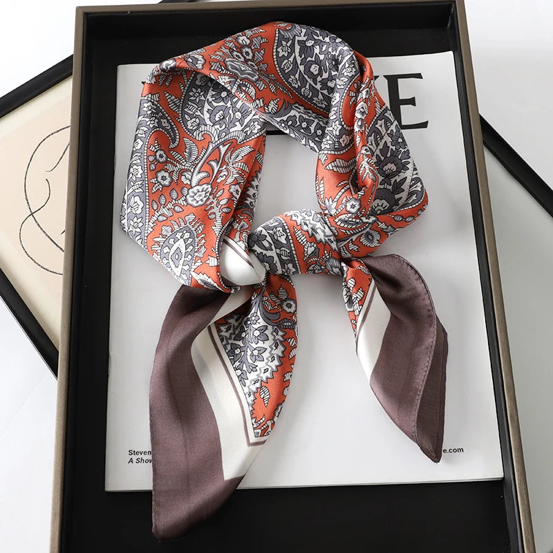 60Colors Luxury Scarf Women 70*70Cm Silk Feel Square Hair Wrapping Foulard Satin Shawl Big Size Head Bandana Hijab Handkerchief Quick Pick Grocers